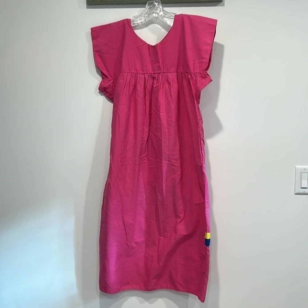 Vintage Embroidered peace love nature midi dress pink sleeveless medium - Picture 5 of 5